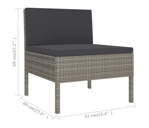 5-Osaline Aiamööblikomplekt Istmepatjadega, Polürotang, Hall