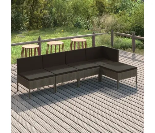 5-Osaline Aiamööblikomplekt Istmepatjadega, Polürotang, Hall