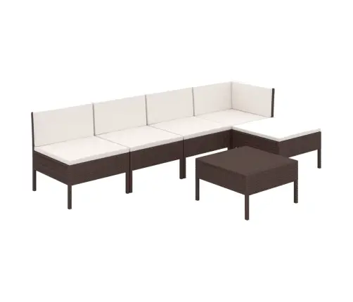 6-Osaline Aiamööblikomplekt Istmepatjadega, Polürotang, Pruun