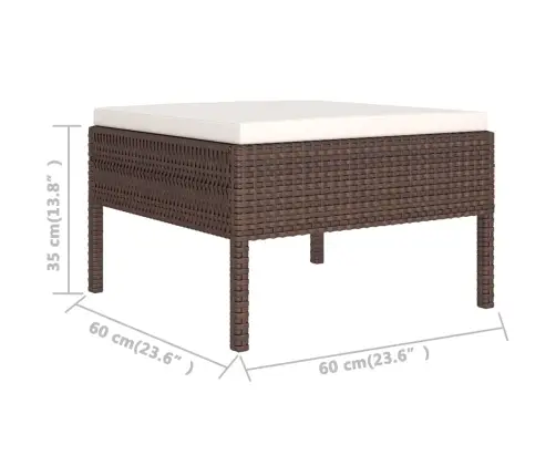 6-Osaline Aiamööblikomplekt Istmepatjadega, Polürotang, Pruun