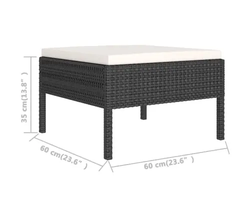 6-Daļīgs Dārza Atpūtas Mēbeļu Komplekts, Pe Rotangpalma, Melns Vidaxl