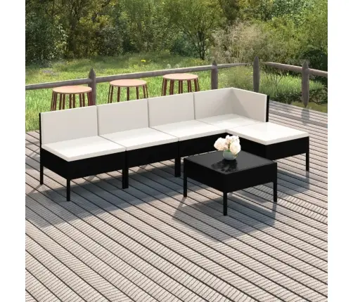 6-Daļīgs Dārza Atpūtas Mēbeļu Komplekts, Pe Rotangpalma, Melns Vidaxl