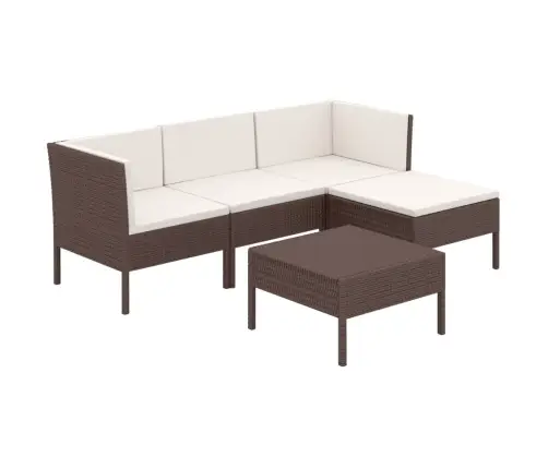 Sodo Komplektas Su Pagalvėlėmis, 5 Dalių, Rudas, Poliratanas