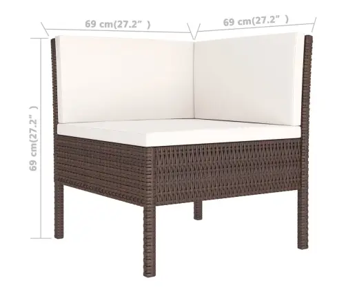 Sodo Komplektas Su Pagalvėlėmis, 5 Dalių, Rudas, Poliratanas