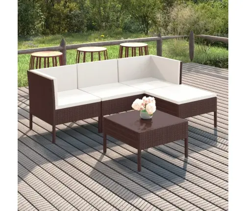 Sodo Komplektas Su Pagalvėlėmis, 5 Dalių, Rudas, Poliratanas