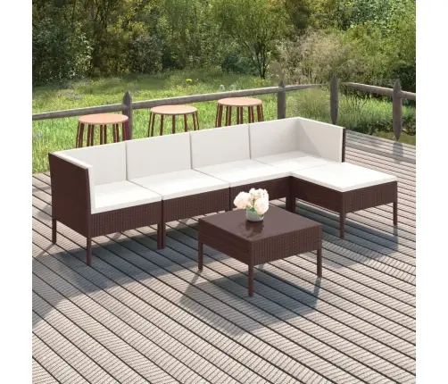 6-Daļīgs Dārza Atpūtas Mēbeļu Komplekts, Brūna Pe Rotangpalma Vidaxl