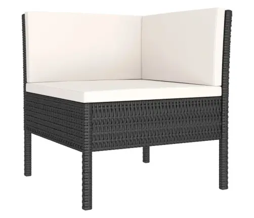 6-Osaline Aiamööblikomplekt Patjadega, Polürotang, Must