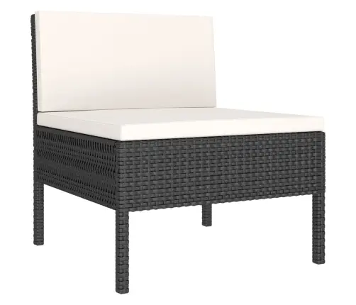 6-Osaline Aiamööblikomplekt Patjadega, Polürotang, Must