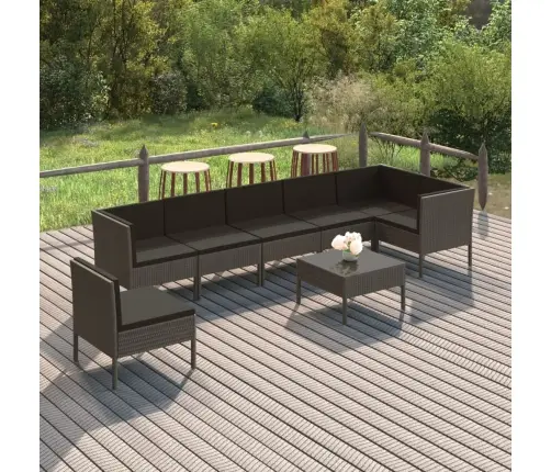 8-Daļīgs Dārza Mēbeļu Komplekts Ar Matračiem, Pe Rotangpalma Vidaxl