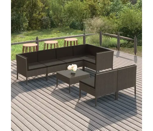 8-Daļīgs Dārza Mēbeļu Komplekts Ar Matračiem, Pe Rotangpalma Vidaxl