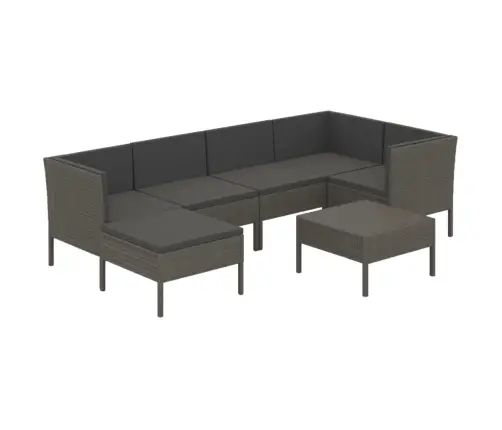 Sodo Komplektas Su Pagalvėlėmis, 7 Dalių, Pilkas, Poliratanas