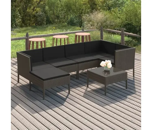 Sodo Komplektas Su Pagalvėlėmis, 7 Dalių, Pilkas, Poliratanas