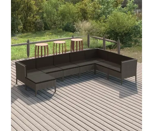 Sodo Komplektas Su Pagalvėlėmis, 8 Dalių, Pilkas, Poliratanas