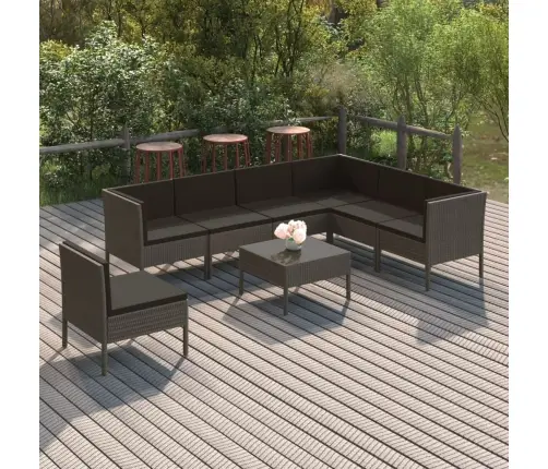 Sodo Komplektas Su Pagalvėlėmis, 8 Dalių, Pilkas, Poliratanas