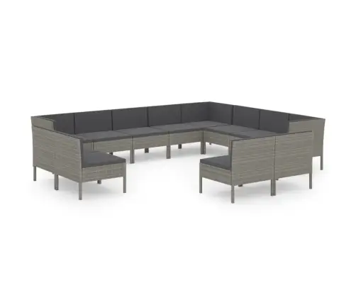 12-Daļīgs Dārza Atpūtas Mēbeļu Komplekts, Pelēka Pe Rotangpalma Vidaxl