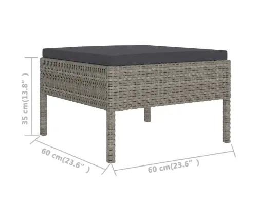 11-Osaline Aiamööblikomplekt Istmepatjadega, Polürotang, Hall