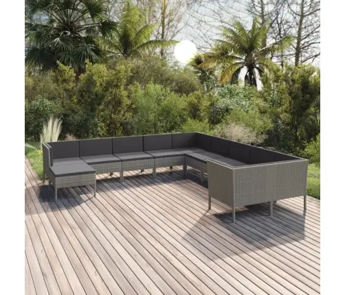 Sodo Komplektas Su Pagalvėlėmis, 11 Dalių, Pilkas, Poliratanas