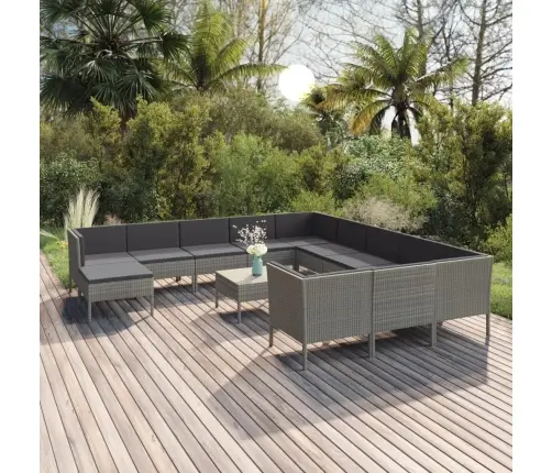 13-Daļīgs Atpūtas Mēbeļu Komplekts Ar Matračiem, Pelēks Pe Vidaxl