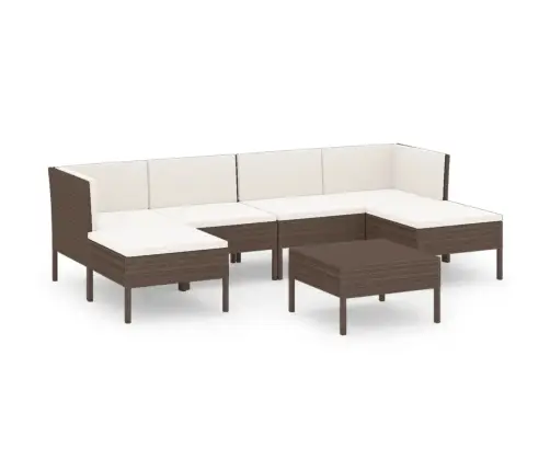 7-Osaline Aiamööblikomplekt Patjadega, Polürotang, Pruun