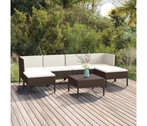 7-Osaline Aiamööblikomplekt Patjadega, Polürotang, Pruun