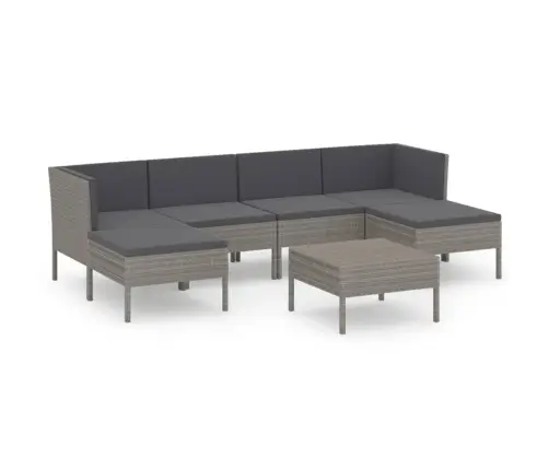 Sodo Komplektas Su Pagalvėlėmis, 7 Dalių, Pilkas, Poliratanas