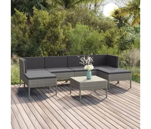 Sodo Komplektas Su Pagalvėlėmis, 7 Dalių, Pilkas, Poliratanas