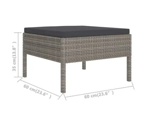 Sodo Komplektas Su Pagalvėlėmis, 8 Dalių, Pilkas, Poliratanas