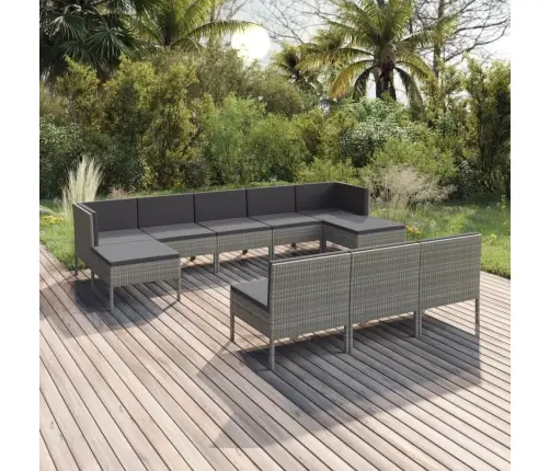 10-Daļīgs Dārza Mēbeļu Komplekts, Pelēka Pe Rotangpalma Vidaxl