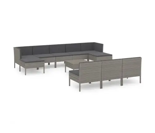 11-Daļīgs Dārza Atpūtas Mēbeļu Komplekts, Pelēka Pe Rotangpalma Vidaxl