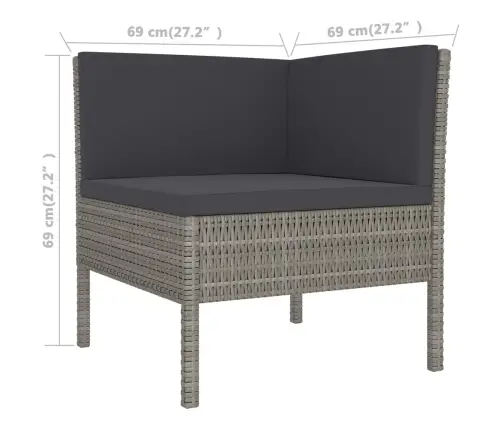 9-Osaline Aiadiivanikomplekt Patjadega, Polürotang, Hall