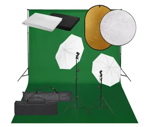 Fotostudijas Komplekts – Gaismas, Foni, Reflektori Vidaxl