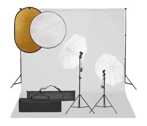 Fotostuudiokomplekt Valgustuse, Taustapildi Ja Reflektoriga