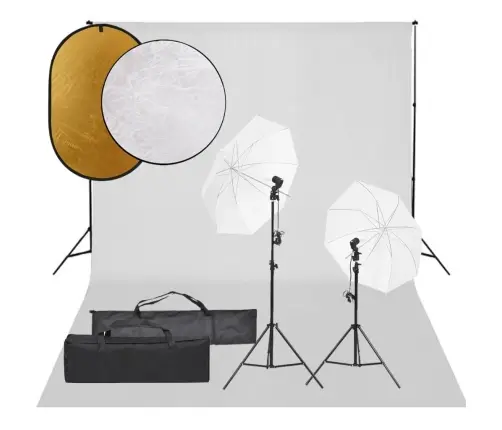Fotostuudiokomplekt Valgustuse, Taustapildi Ja Reflektoriga