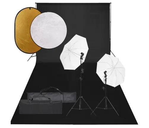 Fotostuudiokomplekt Valgustuse, Taustapildi Ja Reflektoriga