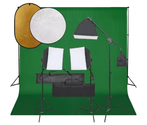 Fotostudijas Komplekts – Gaismas, Fons, Reflektors Vidaxl