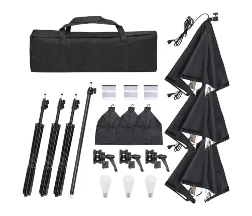 Fotostudijas Komplekts – Gaismas, Fons, Reflektors Vidaxl