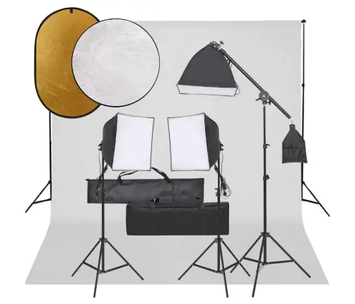 Fotostuudio Komplekt Valgustuse, Taustapildi Ja Reflektoriga