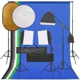 Fotostudijas Komplekts – Gaismas, Fons, Reflektors Vidaxl