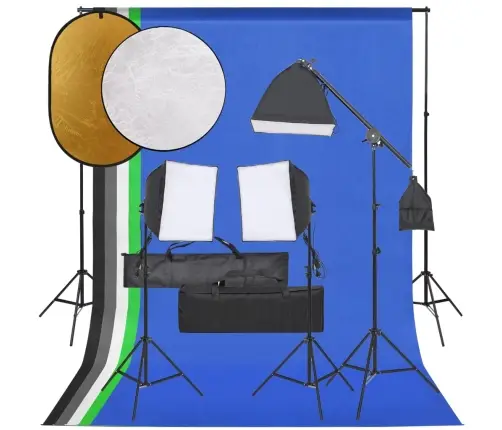 Fotostuudio Komplekt Valgustuse, Taustapildi Ja Reflektoriga