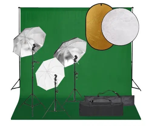 Fotostuudio Komplekt Valgustuse, Taustapildi Ja Reflektoriga