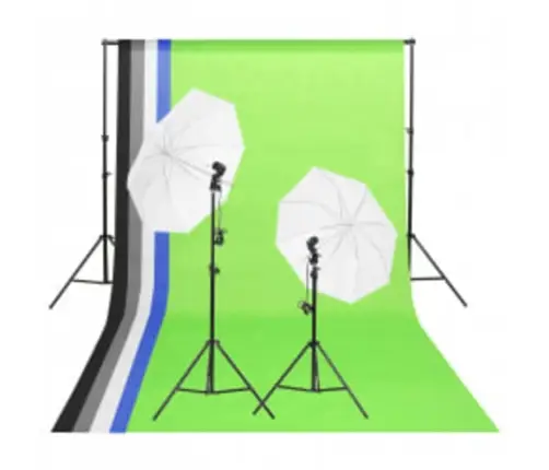 Fotostudijas Komplekts – Gaismas, Fons, Reflektors Vidaxl