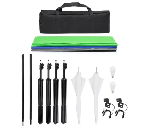 Fotostudijas Komplekts – Gaismas, Fons, Reflektors Vidaxl