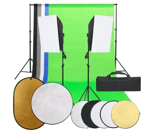 Fotostuudio Komplekt Valgustuse, Taustapildi Ja Reflektoriga