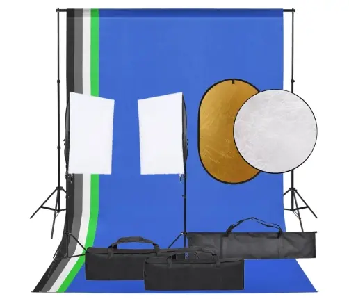 Fotostuudio Komplekt Valgustuse, Taustapildi Ja Reflektoriga