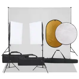 Fotostudijas Komplekts – Gaismas, Fons, Reflektors Vidaxl