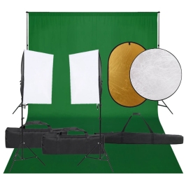 Fotostudijas Komplekts – Gaismas, Fons, Reflektors Vidaxl