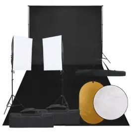 Fotostudijas Komplekts – Gaismas, Fons, Reflektors Vidaxl