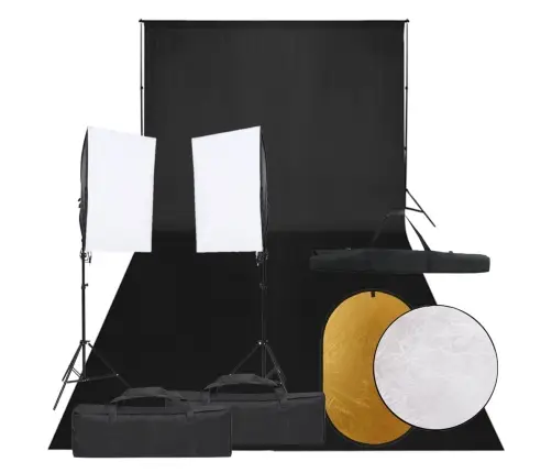 Fotostudijas Komplekts – Gaismas, Fons, Reflektors Vidaxl