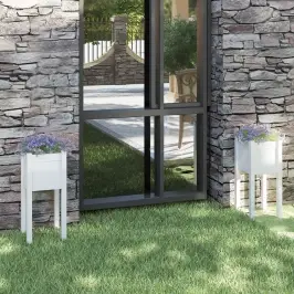 Sodo Loveliai, 2Vnt., Balti, 31X31X70cm Pušies Masyvas