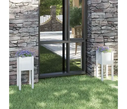 Dārza Puķu Kastes, 2 Gab., Baltas, 31X31X70 Cm, Priedes Koks Vidaxl